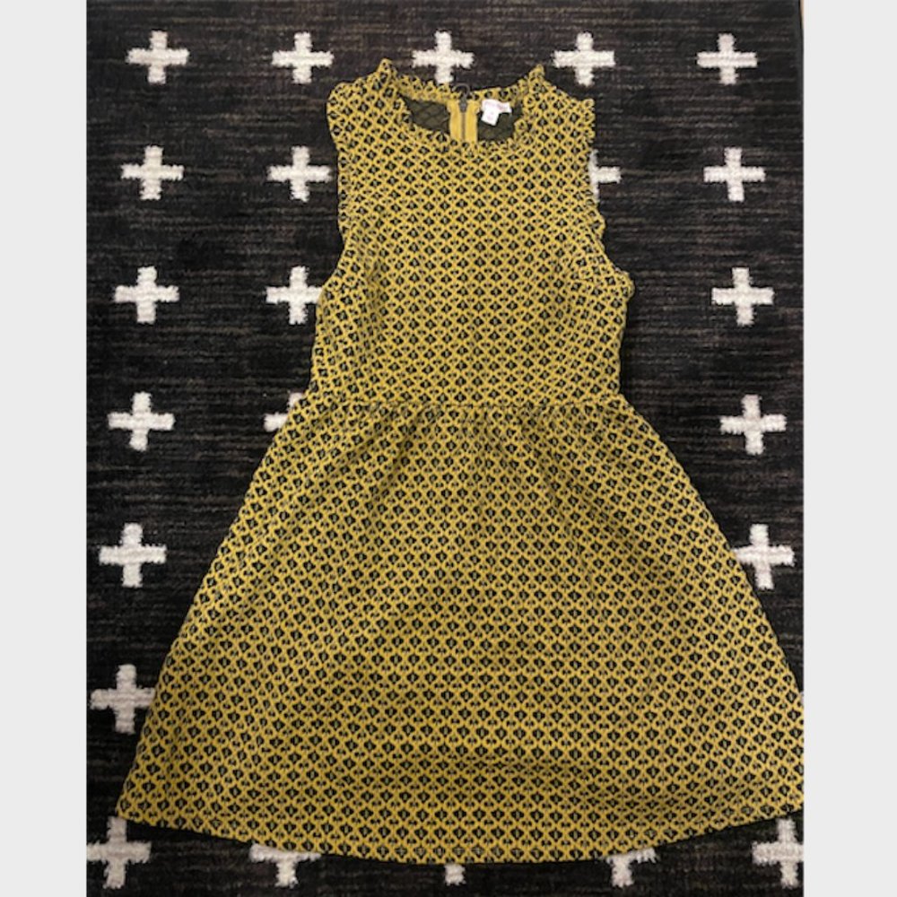 Golden yellow and black jacquard knit dress